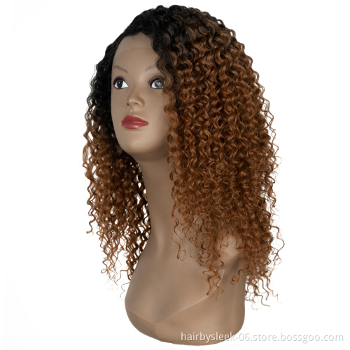 Afro Kinky Curly 24 Inch brown Synthetic HD Lace Wig Heat Resistance High Temperature Middle Part Lace Front Synthetic Hair Wigs